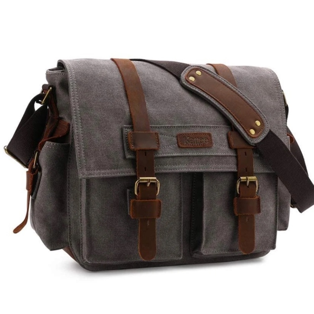 Kattee Leather Canvas Camera Bags for Men Vintage DSLR SLR Messenger Shoulder...